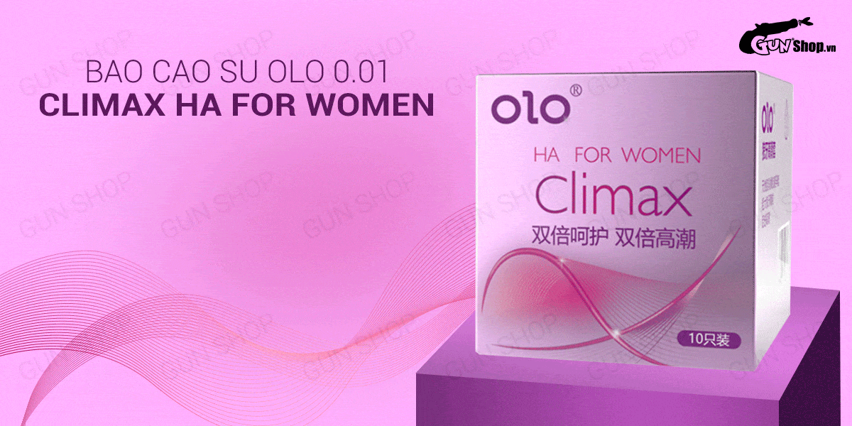 Bao cao su OLO 0.01 Climax HA nữ siêu mỏng dưỡng ẩm gel 10 cái Bao cao su OLO 0.01 Climax HA nữ siêu mỏng dưỡng ẩm gel 10 cái