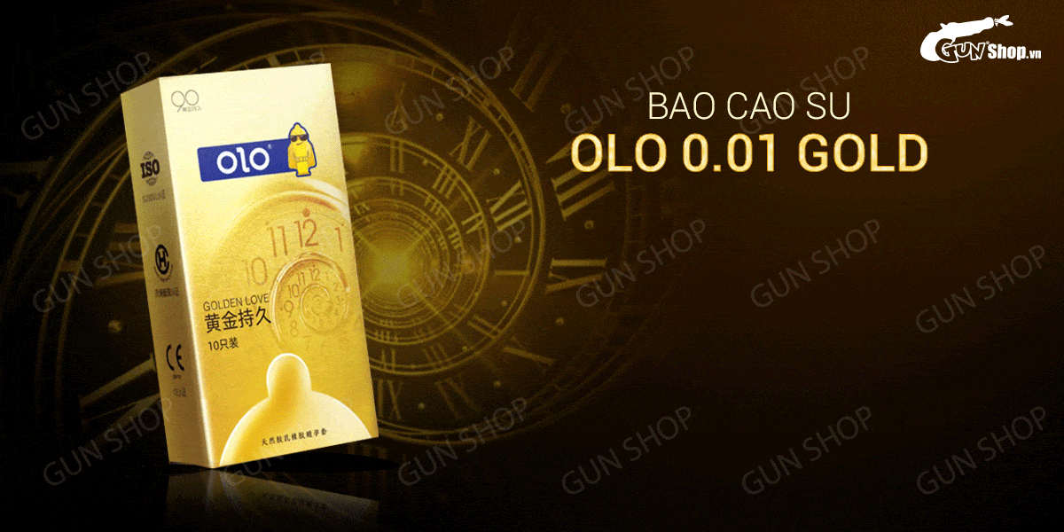 Bao cao su OLO 0.01 Gold siêu mỏng kéo dài cực đỉnh hộp 10 cái Bao cao su OLO 0.01 Gold siêu mỏng kéo dài cực đỉnh hộp 10 cái