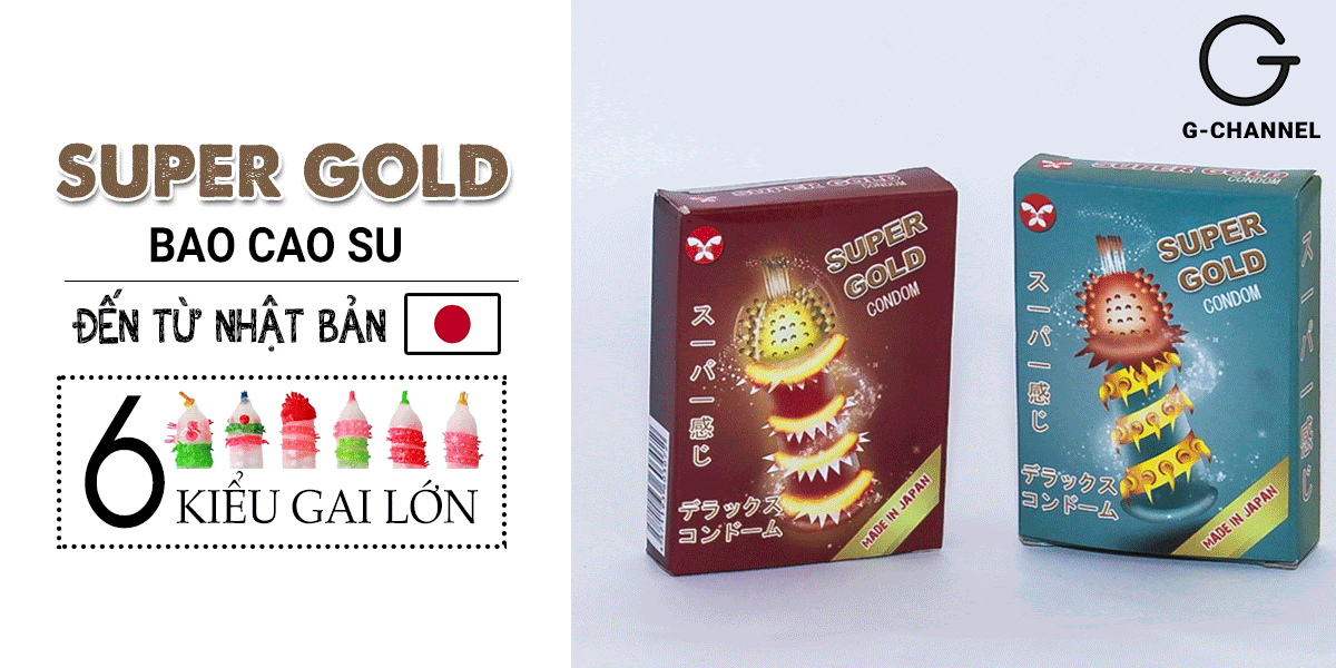 Super Gold Bao Cao Su Gân Gai Lớn Tăng Khoái Cảm Hộp 2