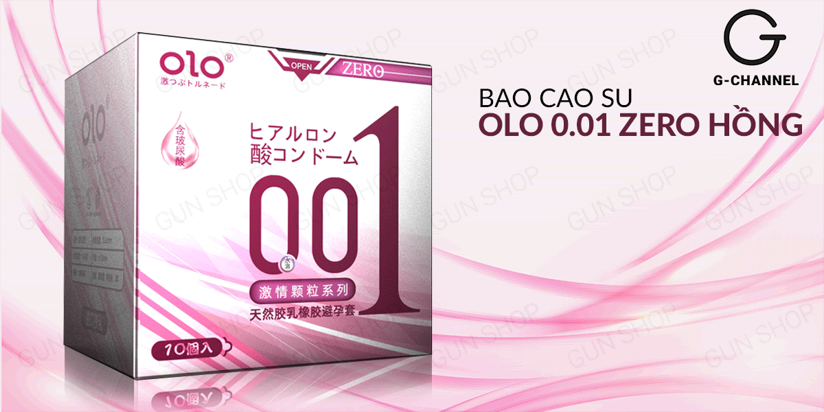 Bao cao su OLO 0.01 Zero hồng siêu mỏng có hạt gel bôi trơn Bao cao su OLO 0.01 Zero hồng siêu mỏng có hạt gel bôi trơn