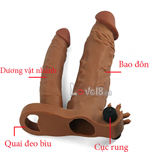 Bao Đôn Lovetoy 2 Nhánh Rung Màu Nâu Gân Nổi Kích Thích