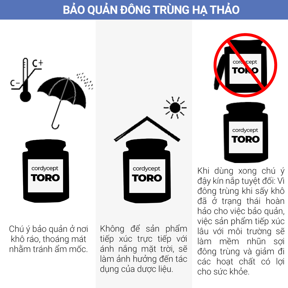 Đông trùng hạ thảo Toro nguyên sợi sấy thăng hoa tăng cường sinh lý hũ 10g