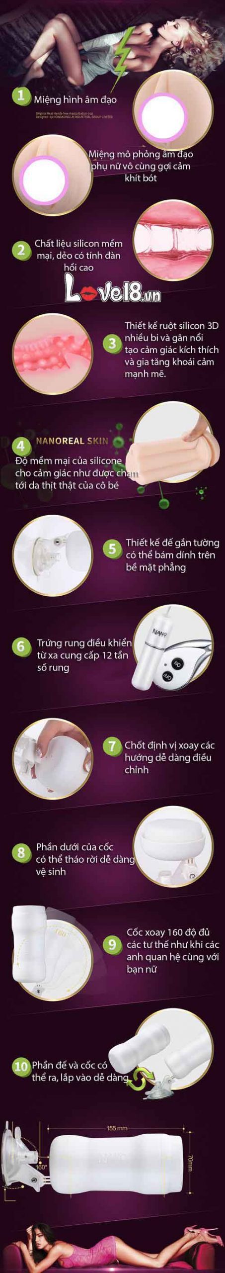 Âm Đạo Giả Gắn Tường Nano Real Sướng Tột Đỉnh Chính Hãng