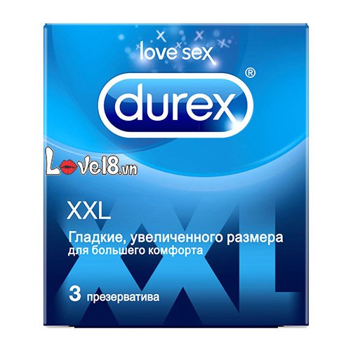 Bao cao su Durex XXL size lớn bôi trơn kéo dài hộp 3 cái