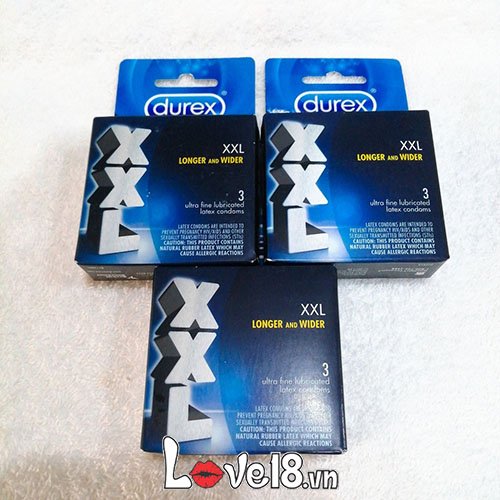 Bao cao su Durex XXL size lớn bôi trơn kéo dài hộp 3 cái