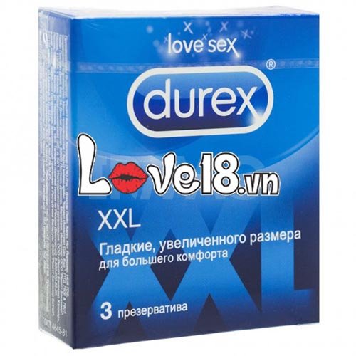 Bao cao su Durex XXL size lớn bôi trơn kéo dài hộp 3 cái