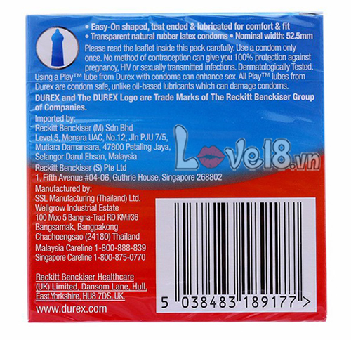 Bao Cao Su Durex Love Mỏng Mềm Bôi Trơn Tăng Khoái Cảm