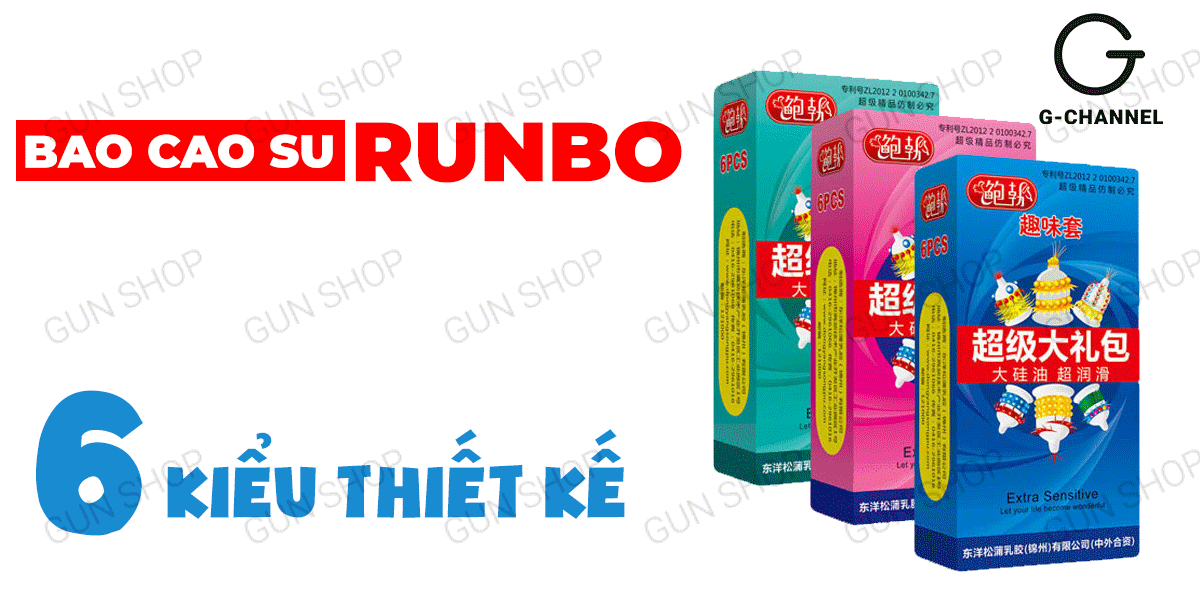 Bao Cao Su Runbo Gân Gai Lớn Kích Thích Mạnh Hộp 6 Cái