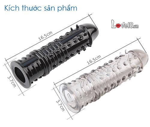 Bao đôn siêu gân gai Đen huyền trong suốt tăng khoái cảm
