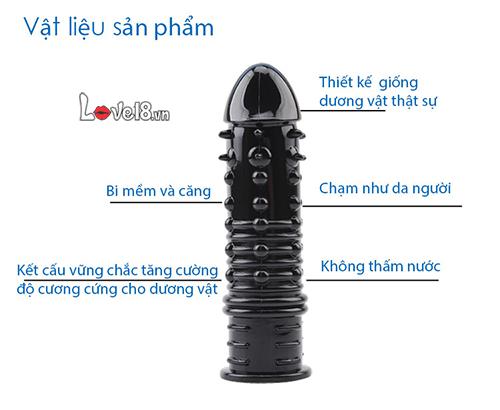 Bao đôn siêu gân gai Đen huyền trong suốt tăng khoái cảm

