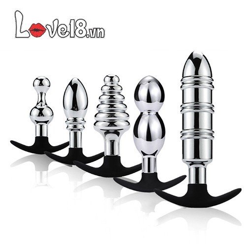 5 phích cắm hậu môn kim loại silicone cao cấp kích thích sướng