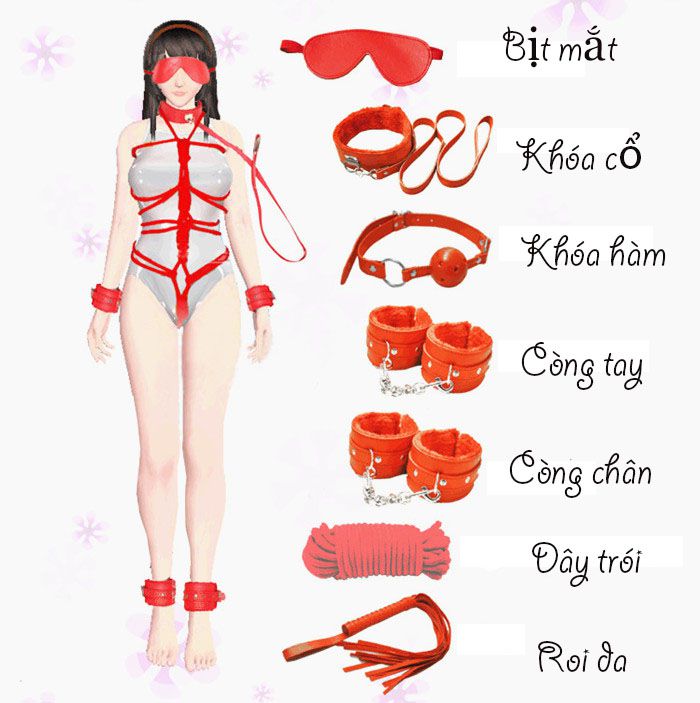 Bộ Bạo Dâm 7 Món Đỏ Sắc Mạnh Mẽ, Kích Thích Tột Độ