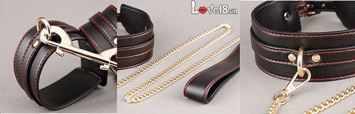 Bộ dụng cụ bạo dâm da PU cao cấp Đỏ Đen tiện lợi sang trọng