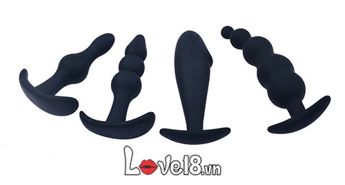 Bộ dụng cụ kích thích hậu môn 4 món gay chất liệu silicone an toàn