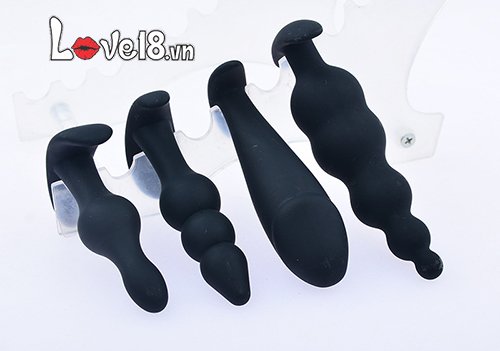 Bộ dụng cụ kích thích hậu môn 4 món gay chất liệu silicone an toàn