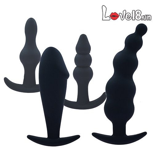 Bộ dụng cụ kích thích hậu môn 4 món gay chất liệu silicone an toàn