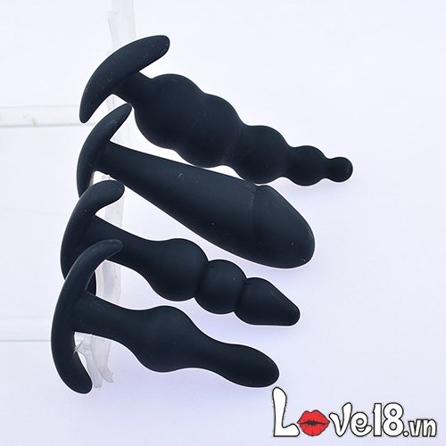 Bộ dụng cụ kích thích hậu môn 4 món gay chất liệu silicone an toàn