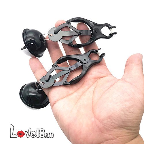 Bộ kẹp núm vú bạo dâm có lục lạc kích thích khoái cảm đen