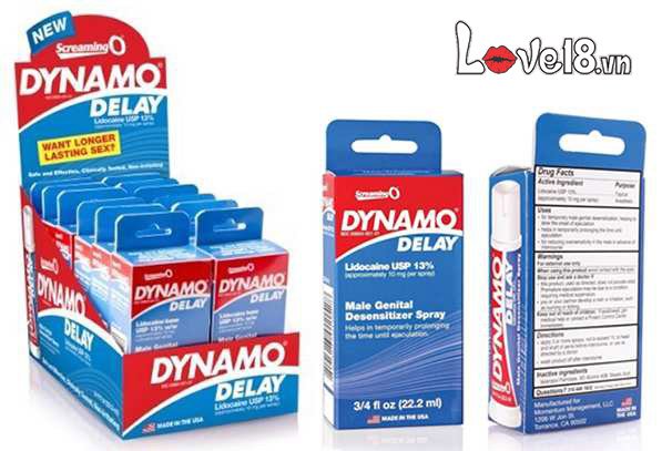 Chai xịt Dynamo Delay 22ml chống xuất tinh sớm kéo dài hiệu quả
