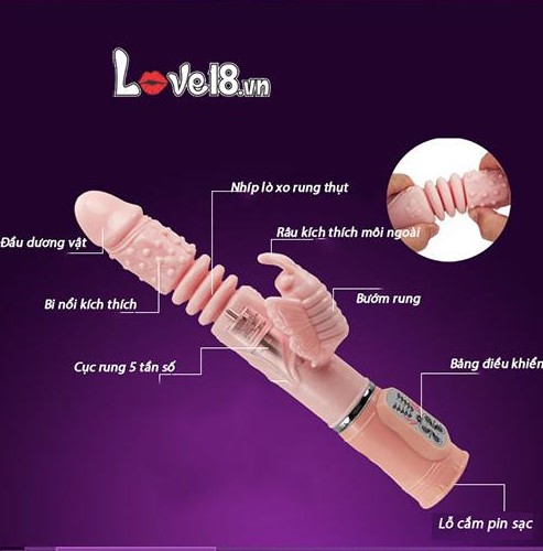 Dương vật giả phát nhiệt rung thụt Baile Hot Bunny giá tốt