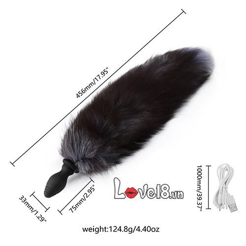 Đuôi chồn silicone rung mạnh tăng khoái cảm hậu môn đồ chơi