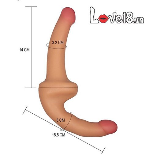 Dương vật giả 2 đầu mềm mịn Lovetoy dây đeo tiện lợi