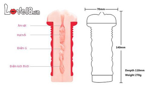 Âm đạo giả 2 lớp silicon mềm mịn Youcup First Night cực sướng