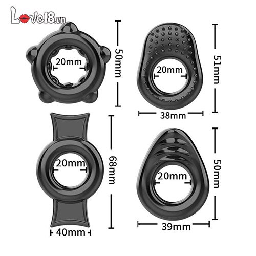Bỏ sỉ Bộ 4 vòng đeo dương vật bằng silicon chống xuất tinh sớm  chính hãng