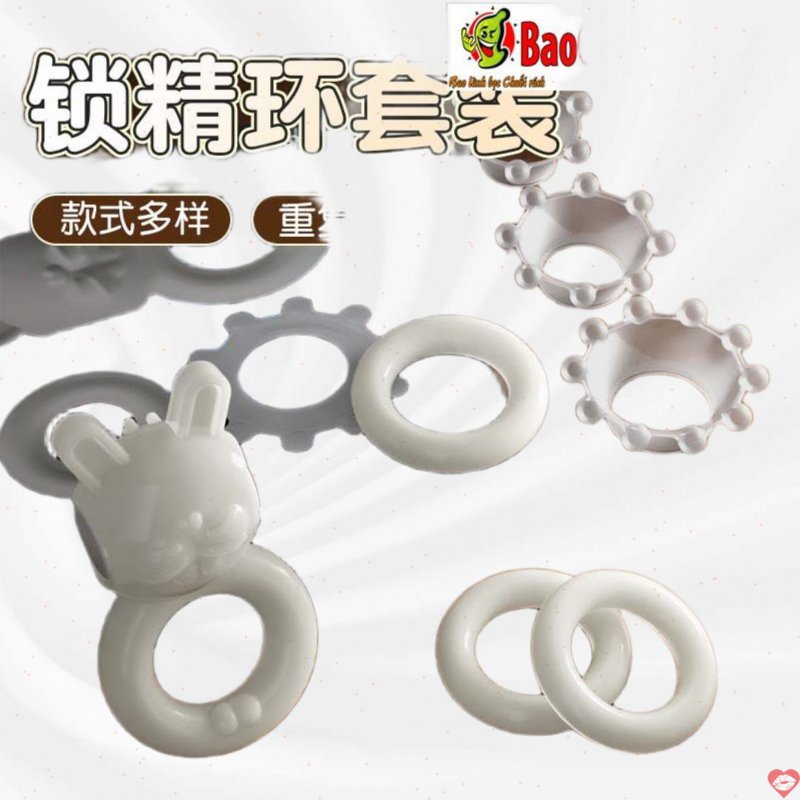 Bộ vòng đeo dương vật Jiuuy bi vòng Himiki đeo tai thỏ rung 7 món