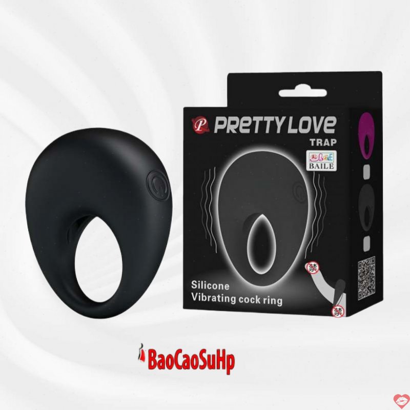 Vòng đeo dương vật Prettylove Trap silicone rung nhiều chế độ