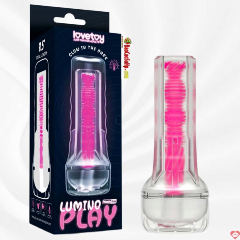 Cốc thủ dâm đèn pin trong suốt Hồng phát sáng Lovetoy USA LV342042