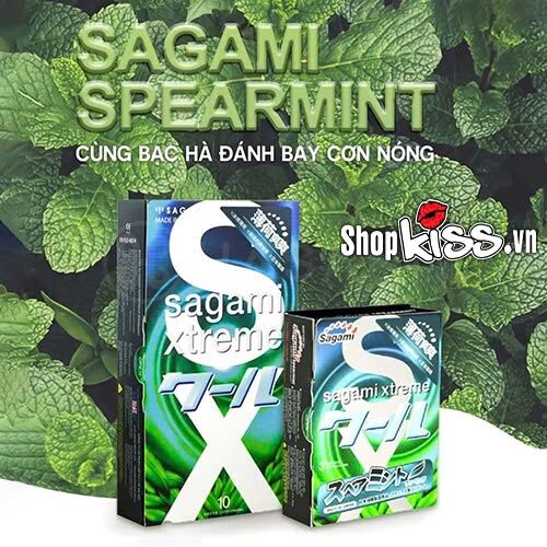 Bao cao su Sagami Xtreme Spearmint Hương Bạc Hà – Hộp 10 cái