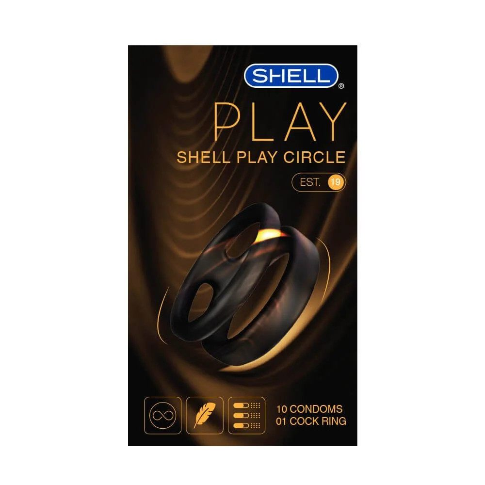Bao cao su Shell Play Circle 6 tính năng - Hộp 10 cái + 1 vòng đeo kéo dài thời