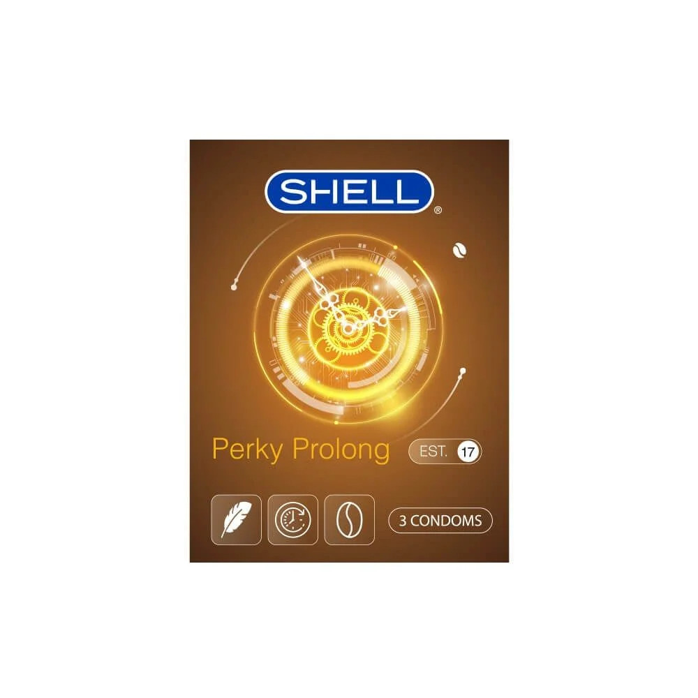 Bao cao su Shell Perky Prolong - Siêu mỏng kéo dài thời gian hương cà phê - Hộp 3 cái