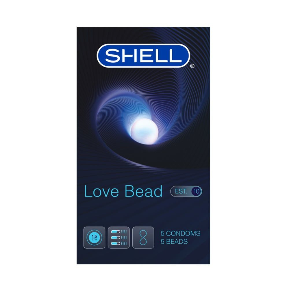 Bao cao su Shell Love Bead - Gân nổi kéo dài thời gian bi tăng 1.5cm - Hộp 5 cái