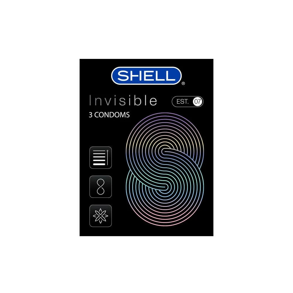 Bao cao su Shell Invisible - Siêu mỏng chống tuột kéo dài thời gian - Hộp 3 cái