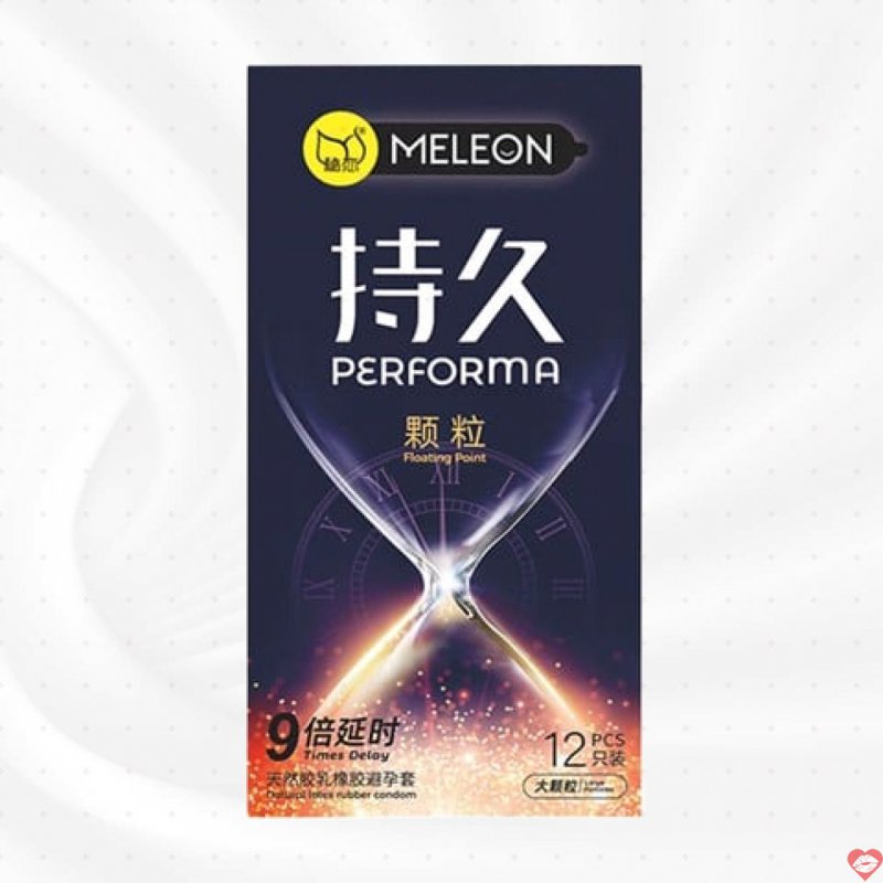 Bao cao su Meleon Performa Floating Point - Kéo dài 9 lần - Hộp 12 