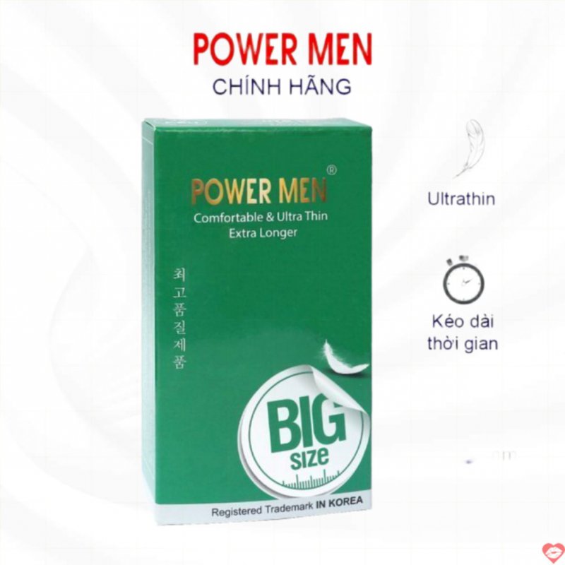 Bao cao su Power Men 55mm siêu mỏng kéo dài thời gian 12 cái 