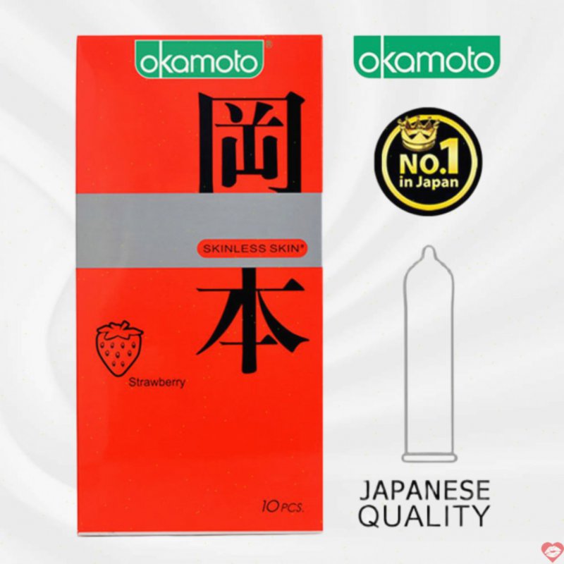 Bao Cao Su Dâu Okamoto Hương Dâu Tự Nhiên Hộp 10 Cái 