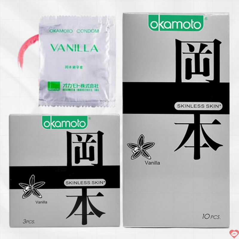 Bao cao su Okamoto hương vani 10 chiếc an toàn mềm mại 