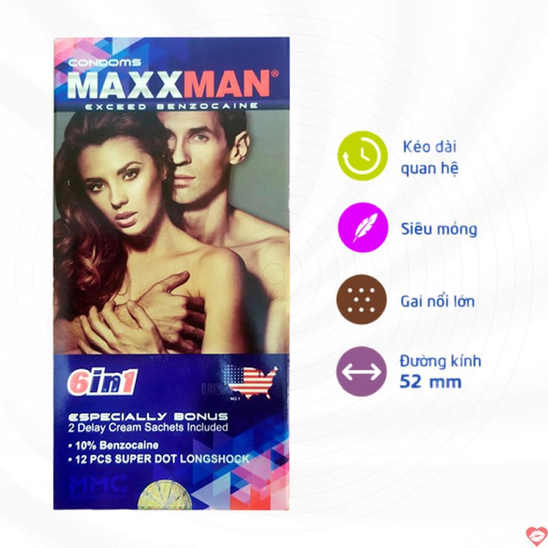 Bao cao su Maxxman 6in1 hộp 12 cái chính hãng giá tốt 