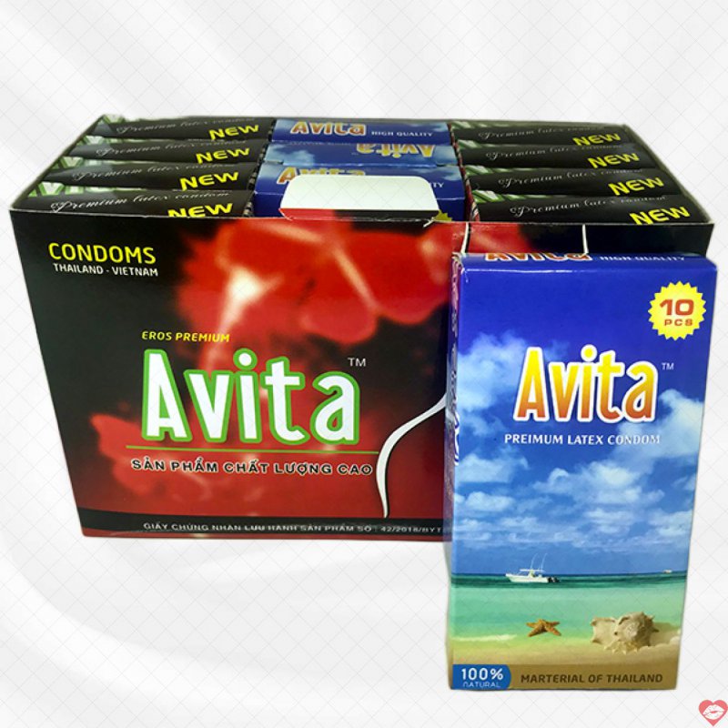 Bao cao su Avita siêu mỏng trơn hộp 120 cái an toàn tiện lợi 