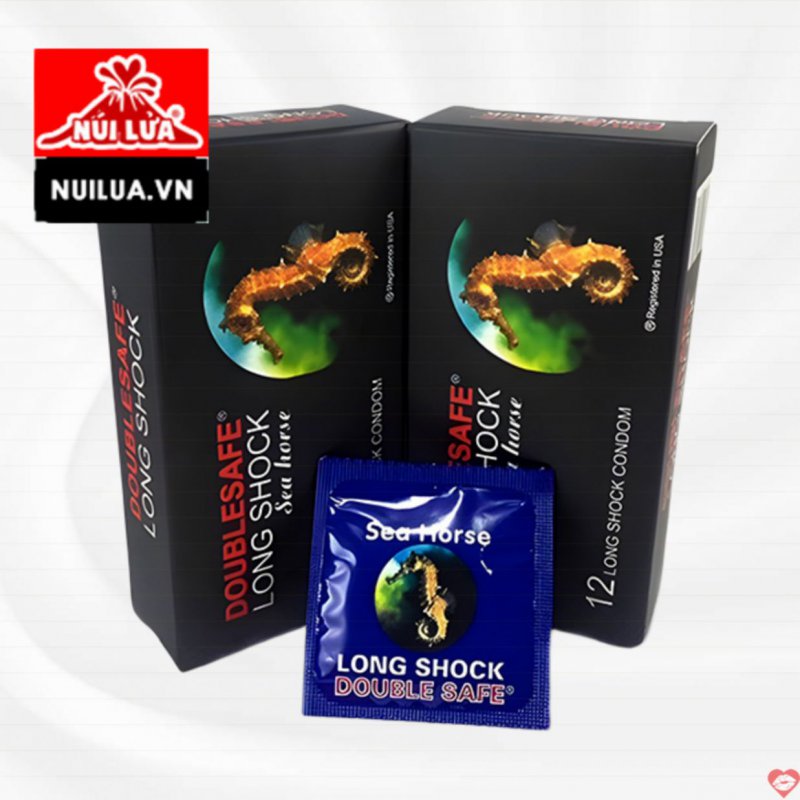 Bao cao su Doublesafe Long Shock mỏng trơn kéo dài 12 chiếc an toàn tăng khoái cảm 