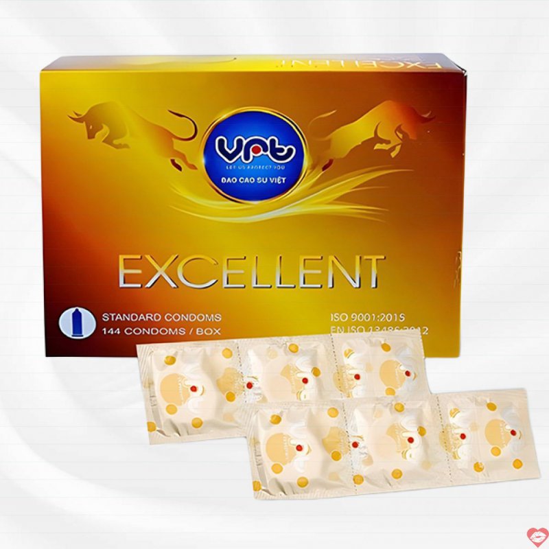 Bao cao su mỏng trơn VRT Excellent hộp lớn 144 cái siêu mềm mượt 