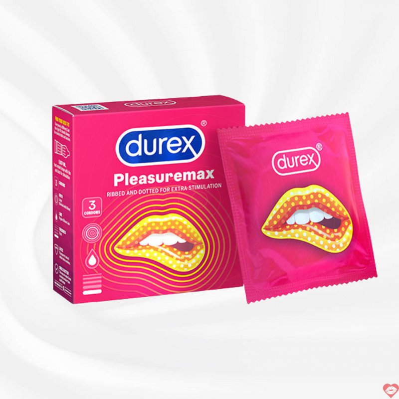 Bao cao su Durex Pleasuremax hộp 3 - Tăng khoái cảm, an toàn vượt trội 