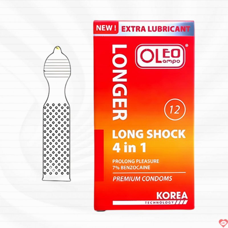 Bao cao su Oleo Lampo Longshock 4in1 kéo dài 12 cái 
