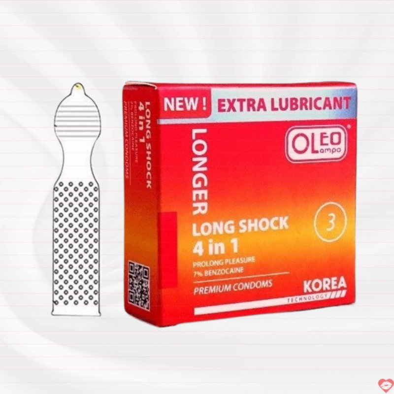 Bao cao su Oleo Lampo Longshock 4in1 kéo dài đỉnh cao 3 cái 