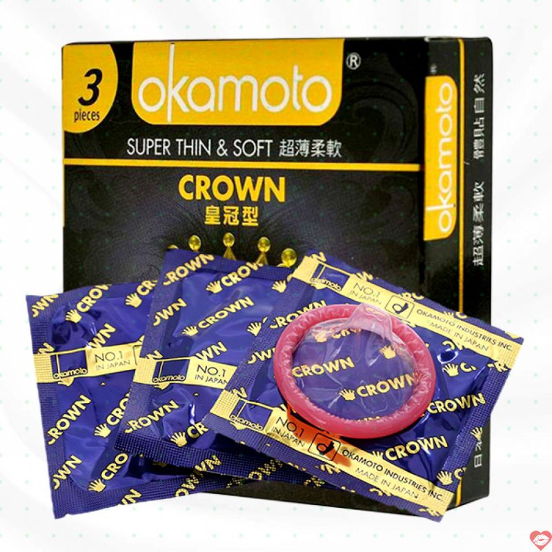 Bao cao su Okamoto Crown 3 cái chất lượng cao, bảo vệ tối ưu
 