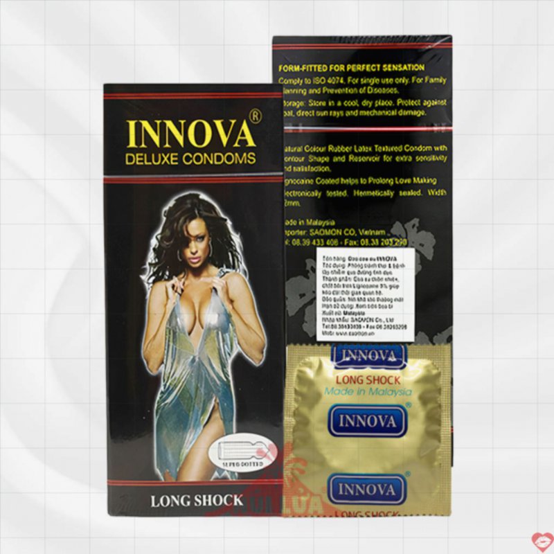 Bao cao su Innova Long Shock 4in1 Hộp Đen Chất Lượng Đỉnh, Tăng Khoái Cảm 