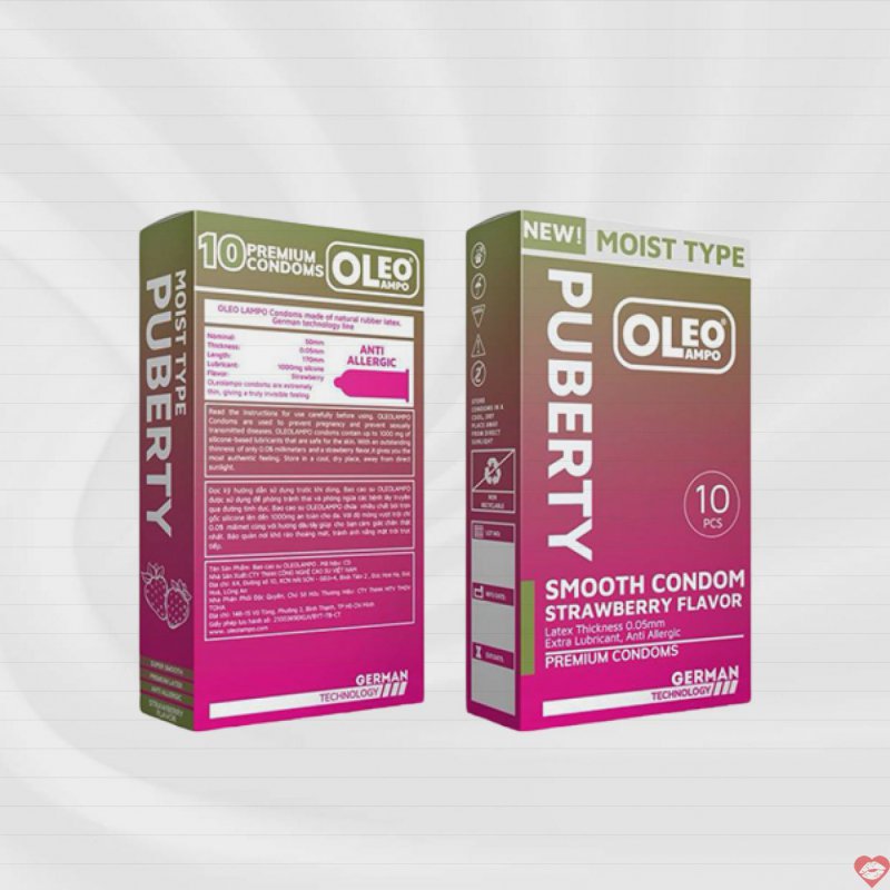 Bao cao su Oleo Lampo Puberty hương dâu mềm mại kích thích 